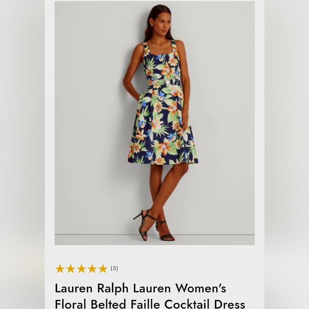 Lauren Ralph Lauren Floral Midi Dress - Navy and Yellow